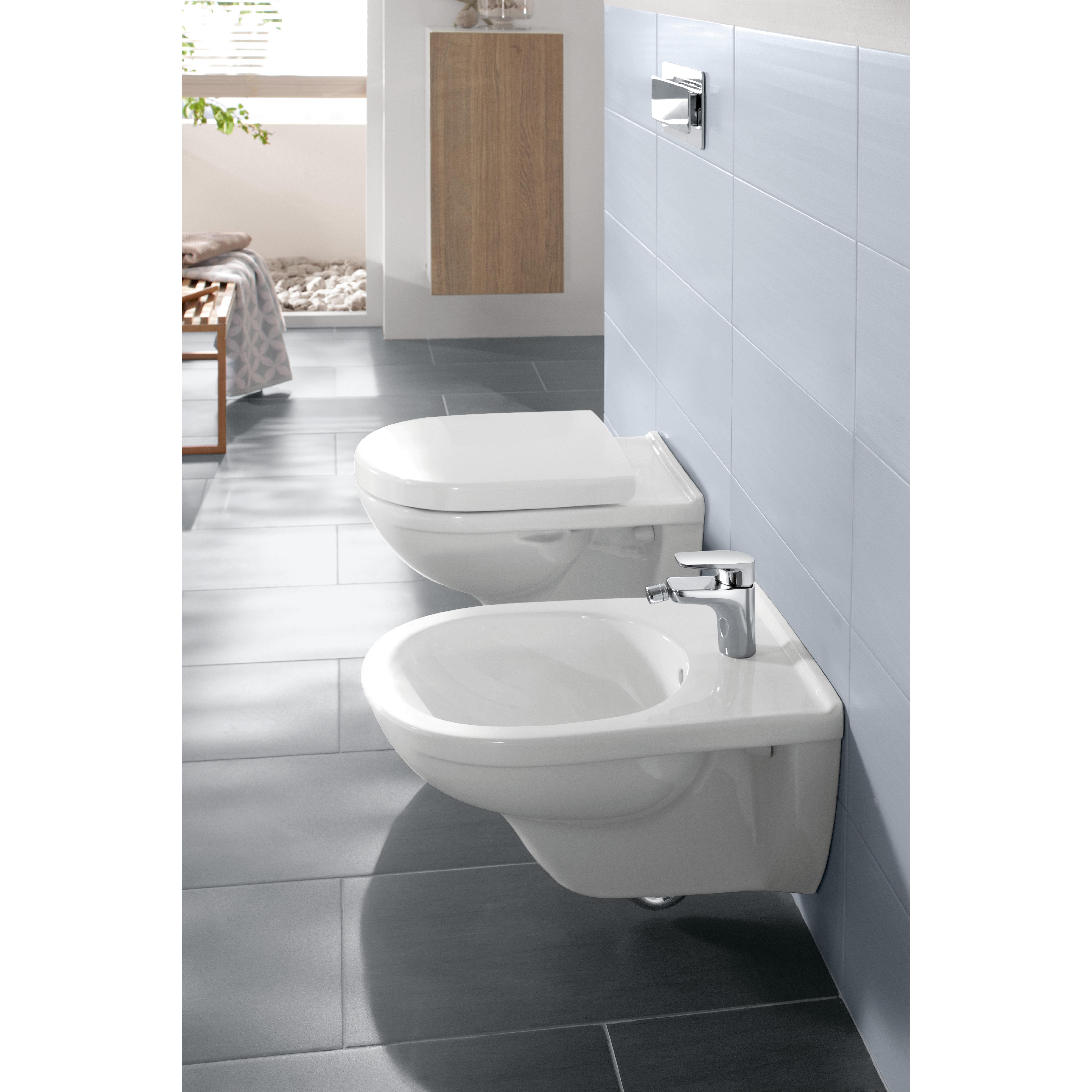 Vägghängd toalett Villeroy & Boch O.novo 5660H101 Vit Alpin, utan Ceramic Plus med Toalettsits, med spolkant