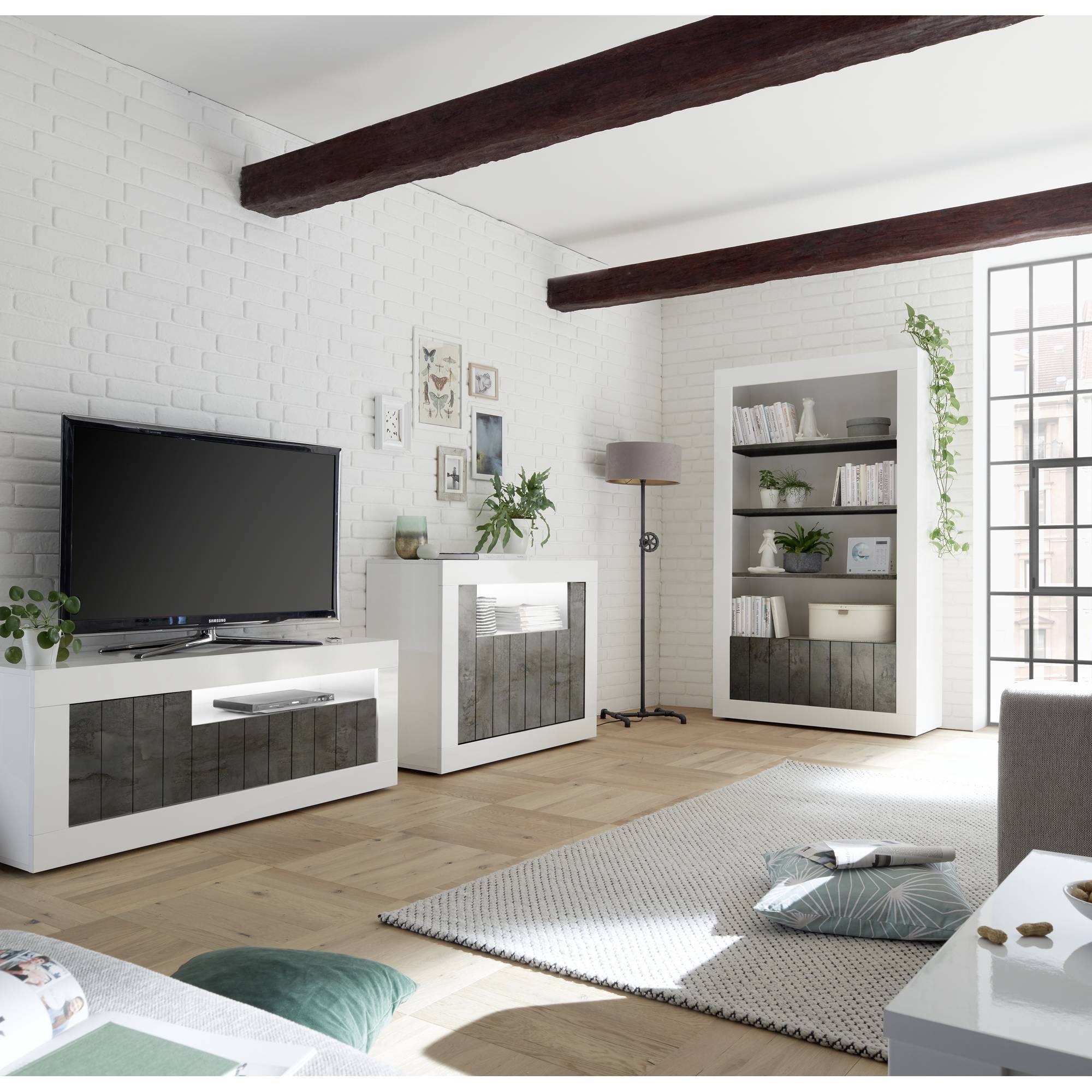 Bokhylla LC Spa Urbino 110 cm Grå/Vit