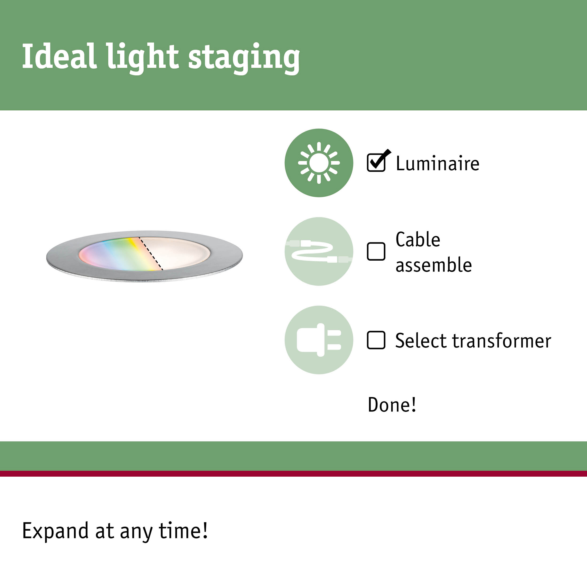 LED Infälld Markbelysning Paulmann Plug & Shine Smart Home Zigbee 3.0 Floor Profil IP67 RGBW+ 2W