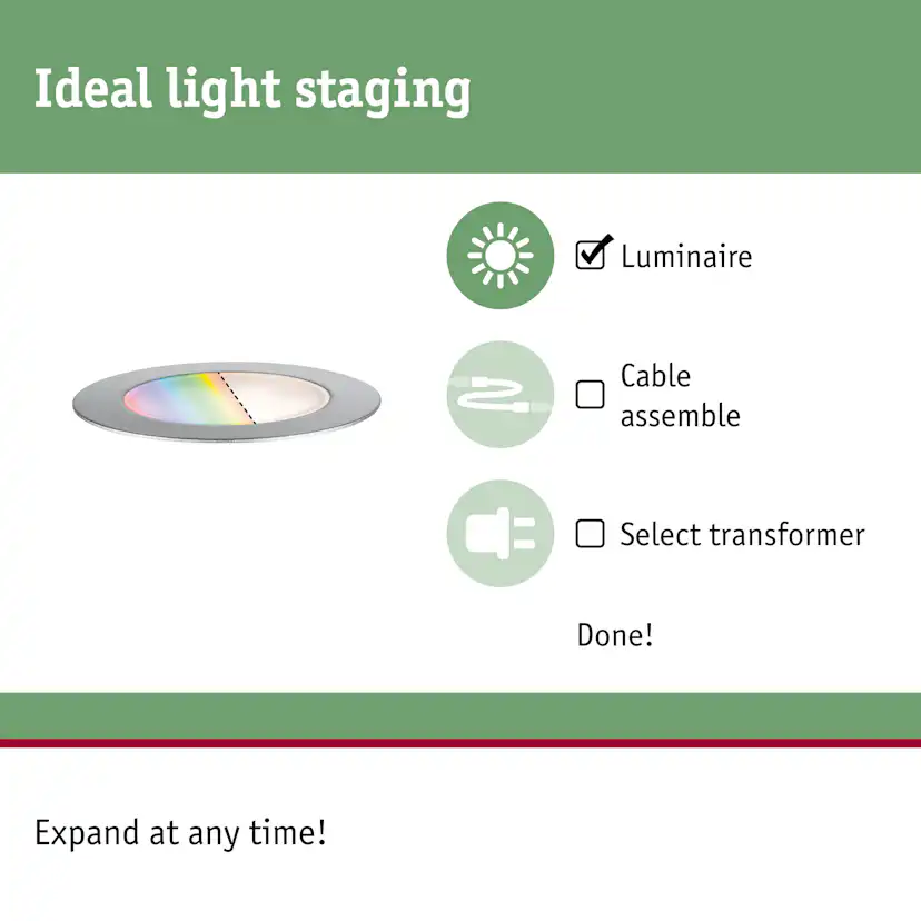LED Infälld Markbelysning Paulmann Plug & Shine Smart Home Zigbee 3.0 Floor Profil IP67 RGBW+ 2W