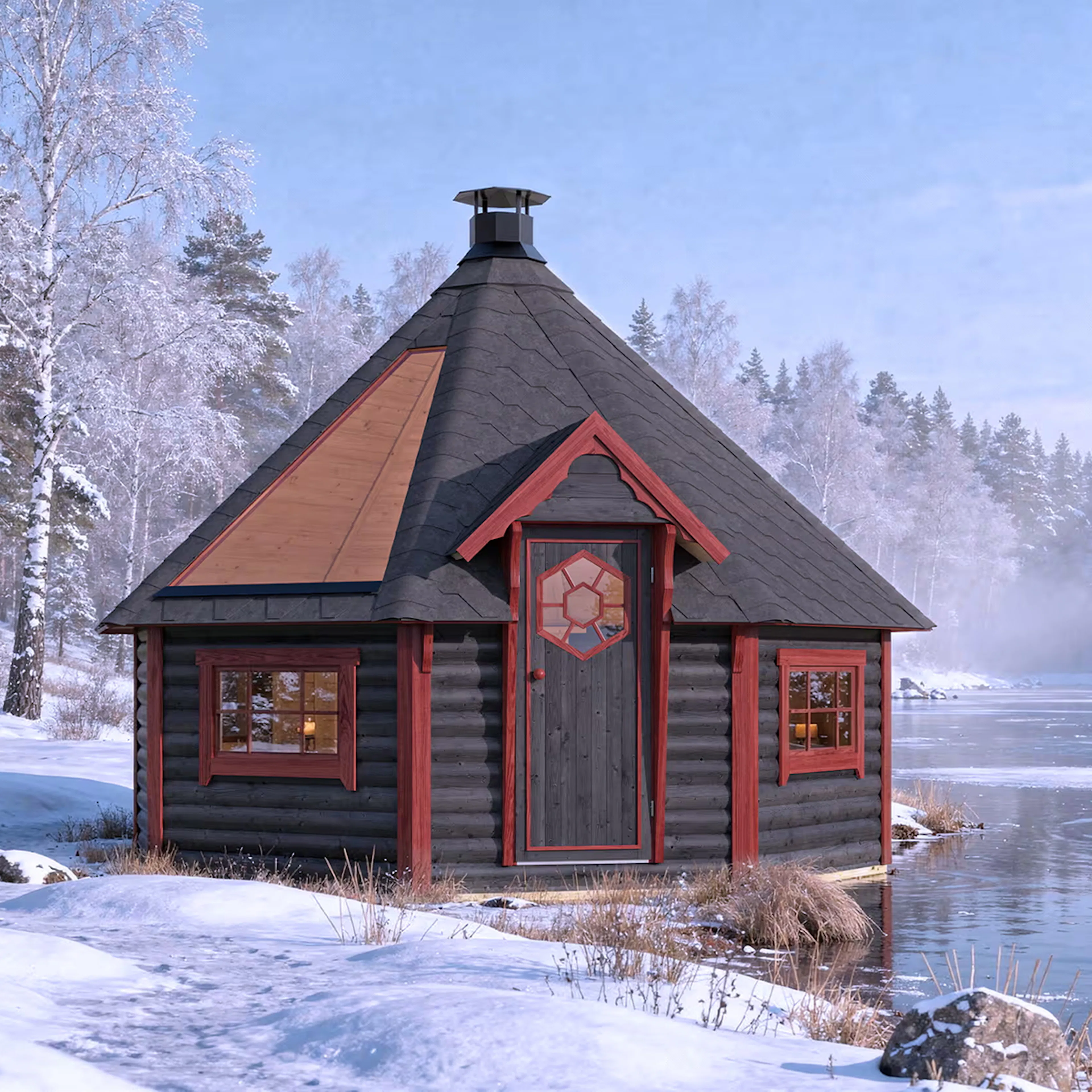 Grillkåta Nordkapp.NU JAKTKOJA 14,9 m2 Svart