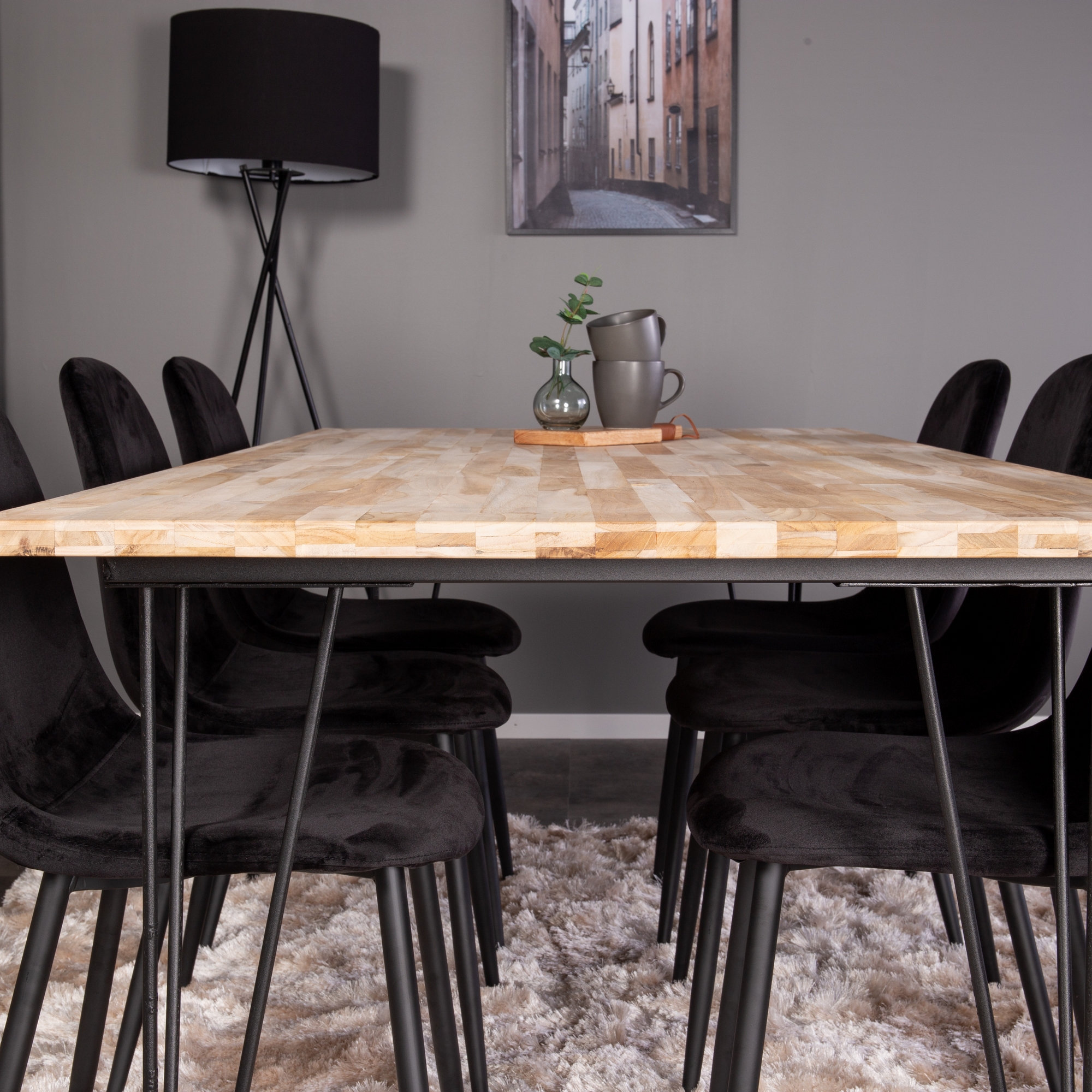 Bali Matbord - Svart / Naturträ  - 200*90*H75+Polar Dining C Natur/Svart