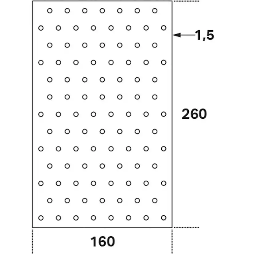 Hålplatta Hp 160x260x1,5 160x260x1,5 mm