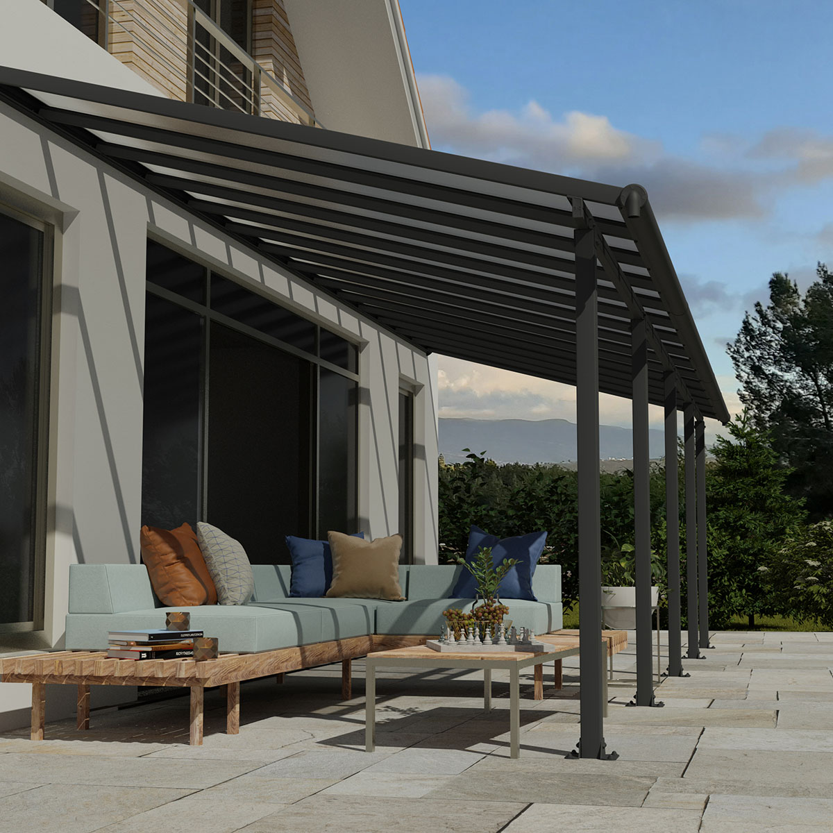 OLYMPIA PATIO COVER 3X8.51 GREY CLEAR 3 x 8,5