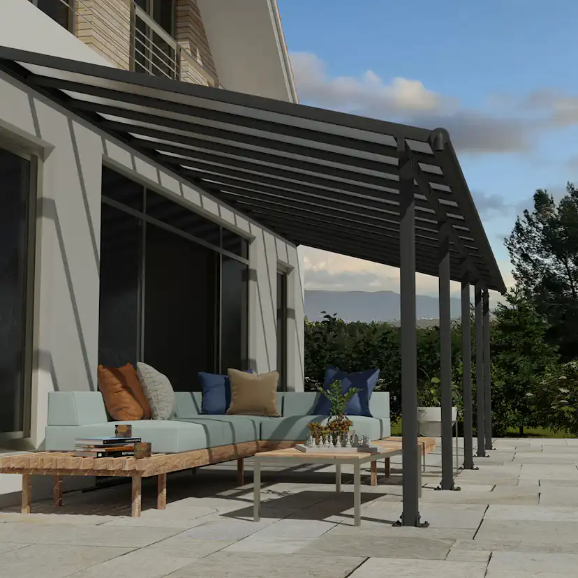 OLYMPIA PATIO COVER 3X8.51 GREY CLEAR 3 x 8,5