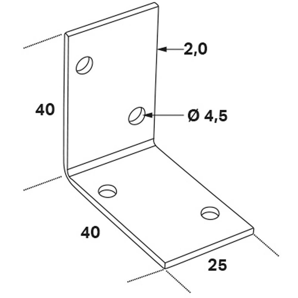 Vinkelbeslag Abl 60x60x2,0x25 60x60x2,0x25 mm