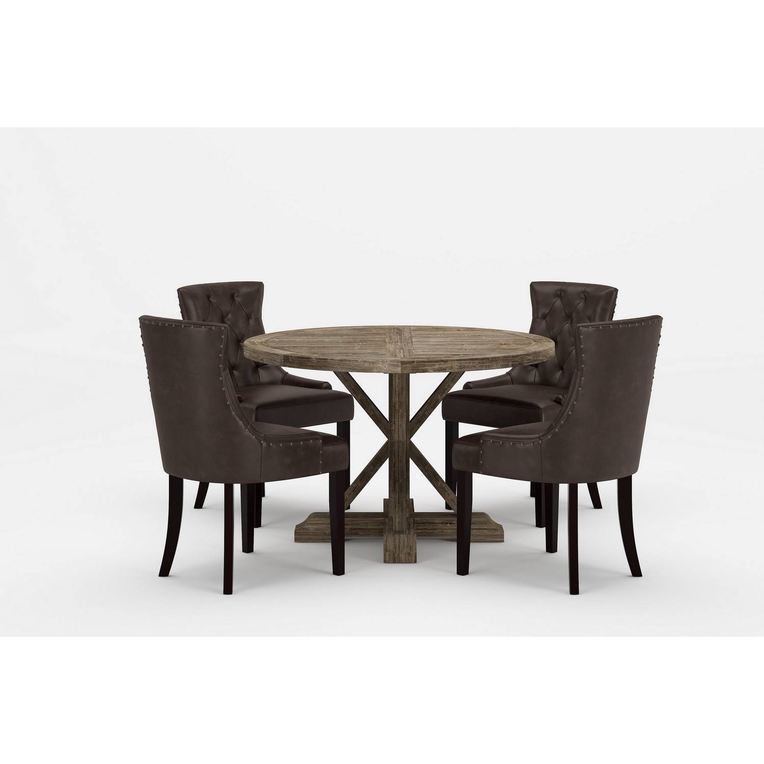 Matgrupp Bloomington Lyon Runt Matbord 120-160 cm Förlängningsbartt med 4 Tuva Matstol