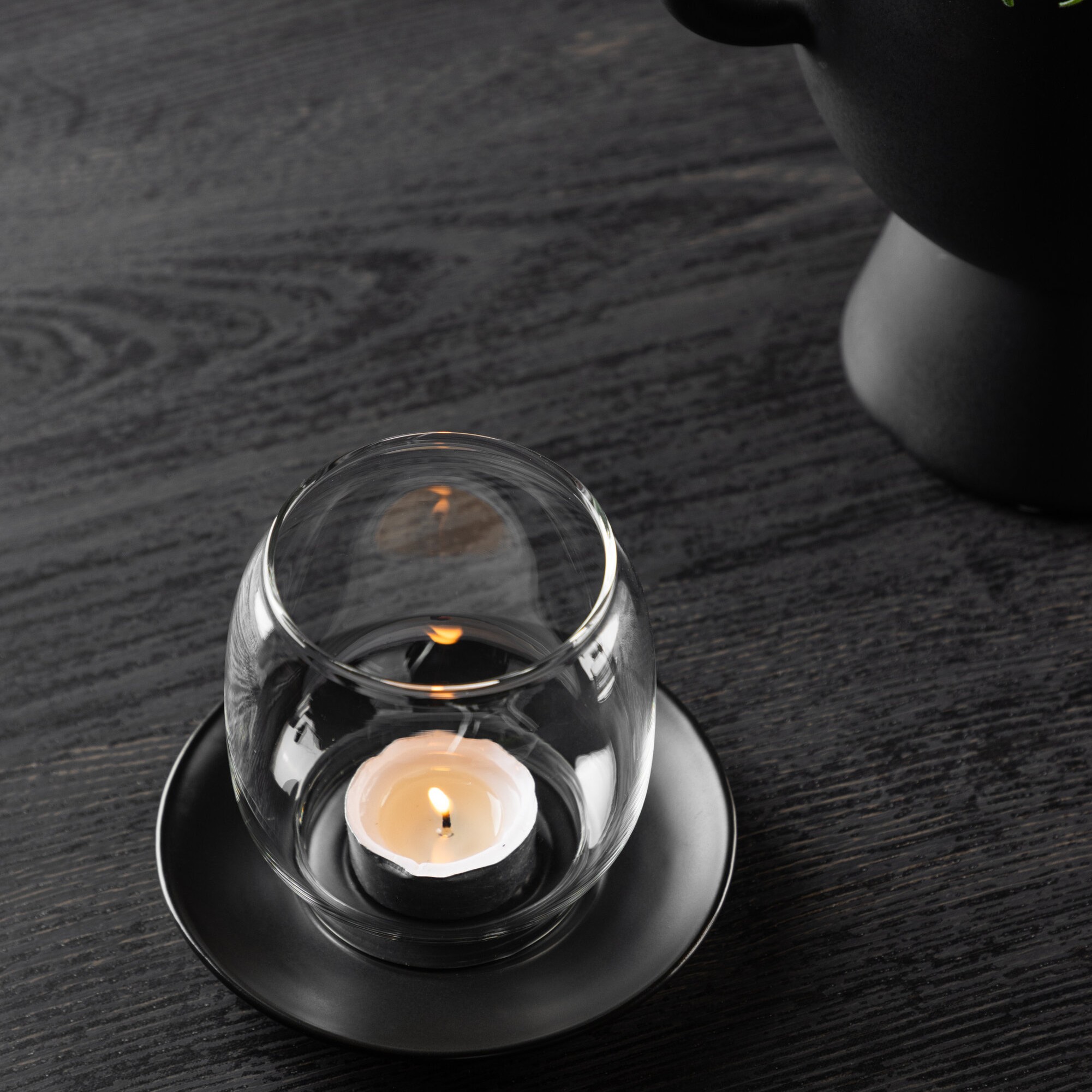 Archy Lantern - Matte Black/Clear Glass - 12*H10cm Svart