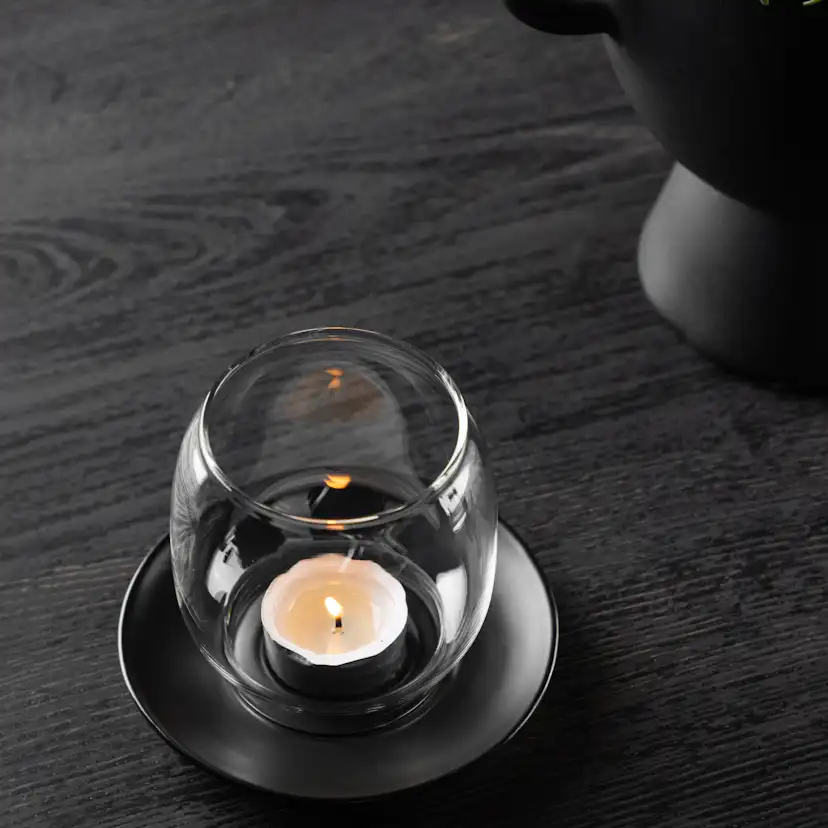 Archy Lantern - Matte Black/Clear Glass - 12*H10cm Svart