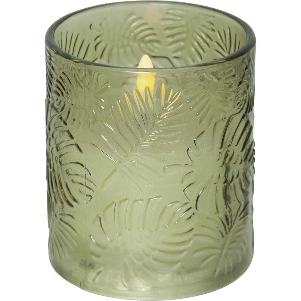 LEDBlockljus Flamme Leaf Grön, D: 85 mm