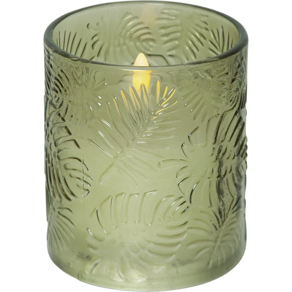 LEDBlockljus Flamme Leaf Grön, D: 85 mm