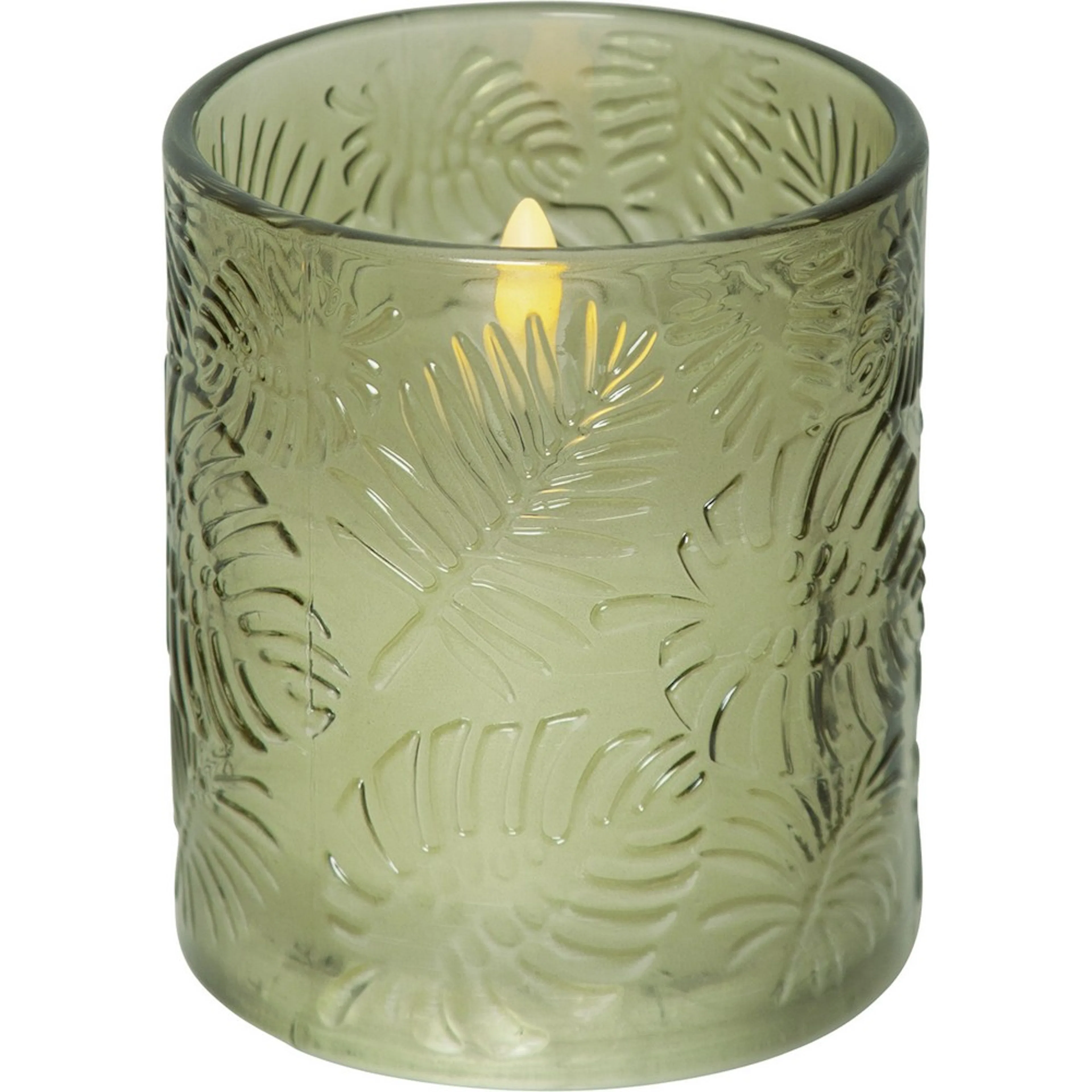 LEDBlockljus Flamme Leaf Grön, D: 85 mm
