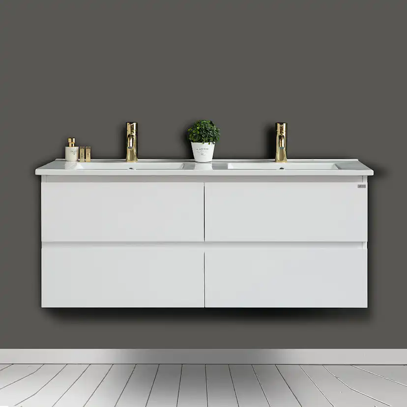 Tvättställsskåp 4AQUA Slim Med 4 Lådor & Grepplist