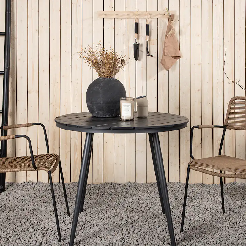 Cafégrupp Venture Home Break Ø90 cm med 2 Lindos Stolar med Armstöd
