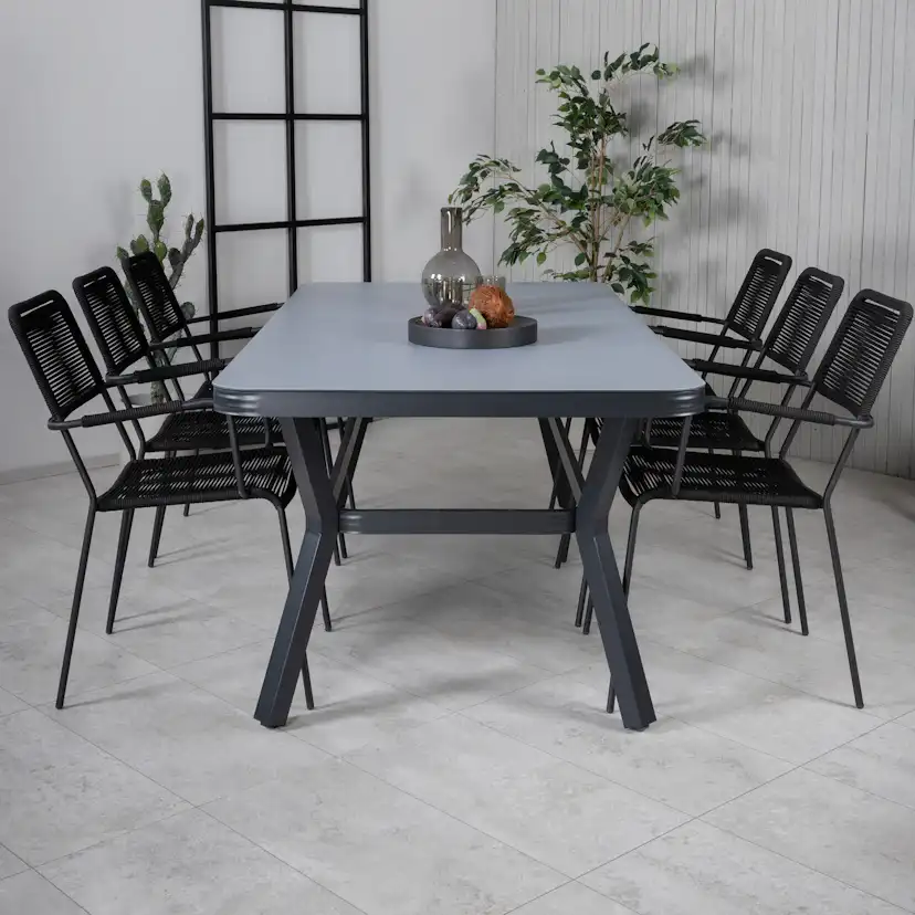 Matgrupp Utomhus Venture Home Vyn med 6 Lumi Trädgårdsstolar