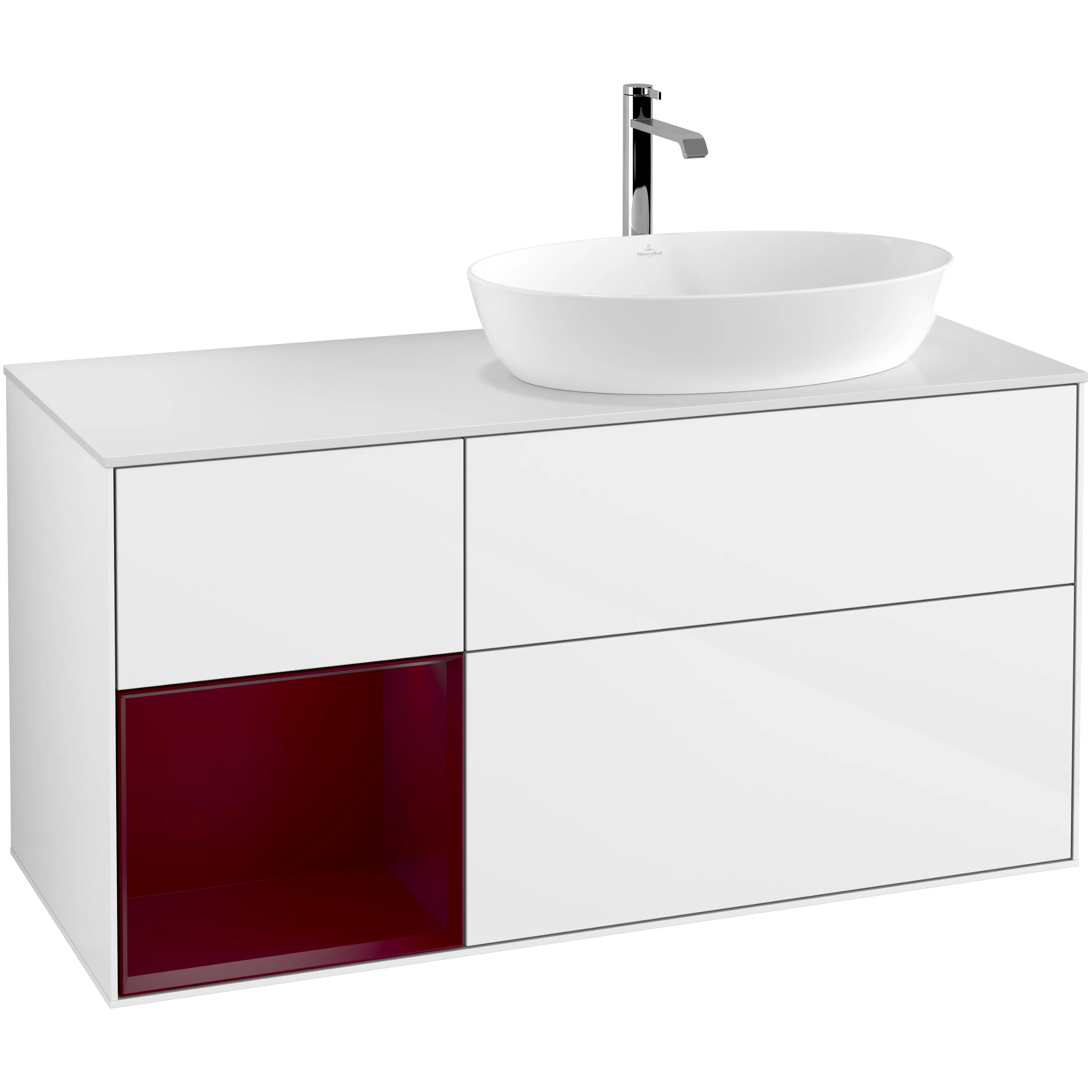 Tvättställsskåp Villeroy & Boch Finion med 3 Lådor Hylla och Bänkskiva för Ocentrerat Tvättställ från Artis & Collaro