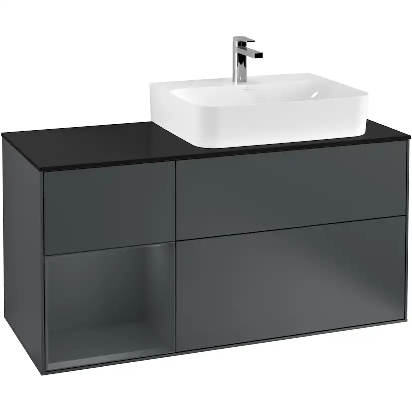 Tvättställsskåp Villeroy & Boch Finion med 3 Lådor Hylla och Bänkskiva för Ocentrerat Tvättställ