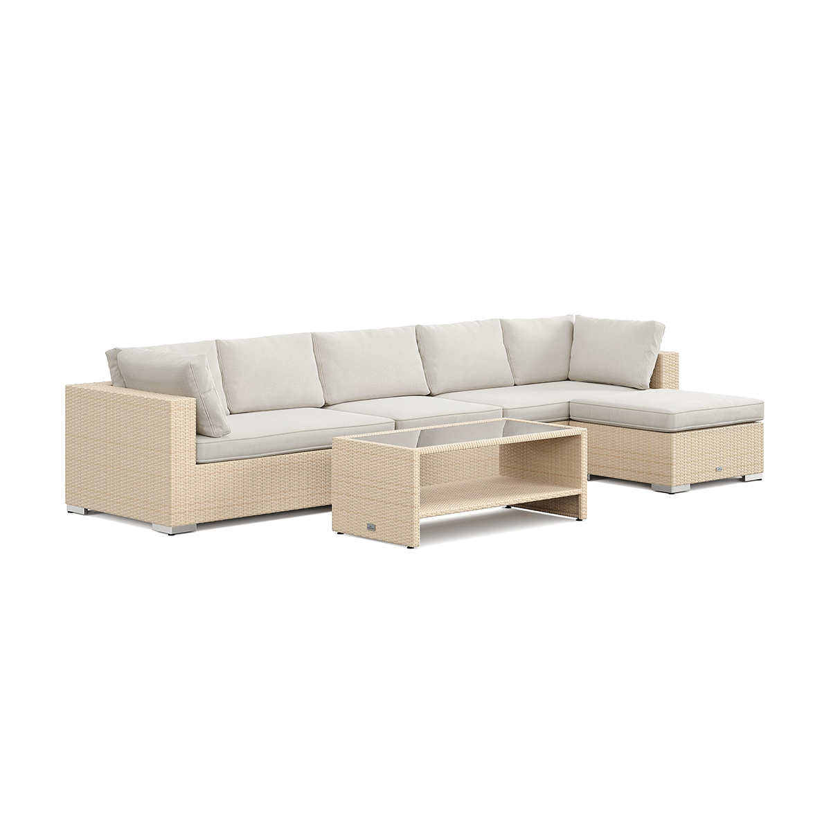 Loungegrupp Comfort Garden Bahamas utomhus divansoffa 6-sits med vändbar divan och bord med hylla