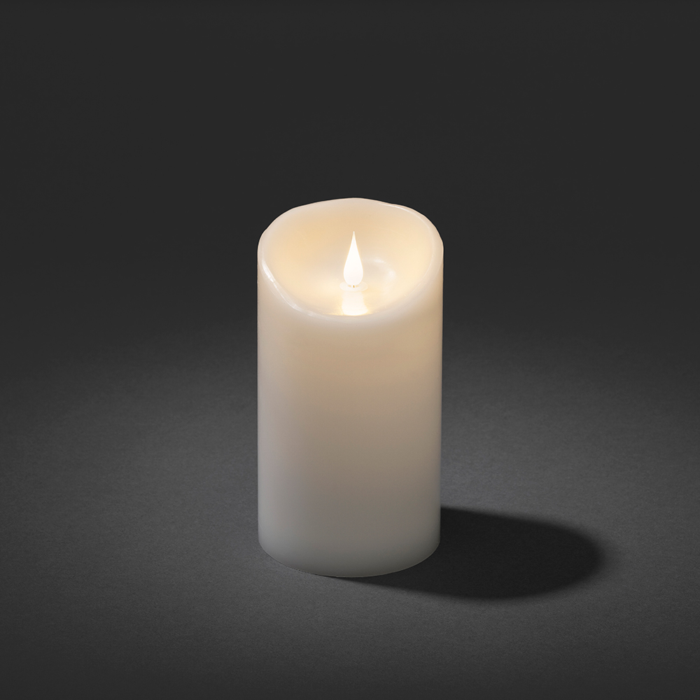 Vaxljus LED 10,2x17,8cm varmvit m timer 4/8h 2xC H: 180 mm