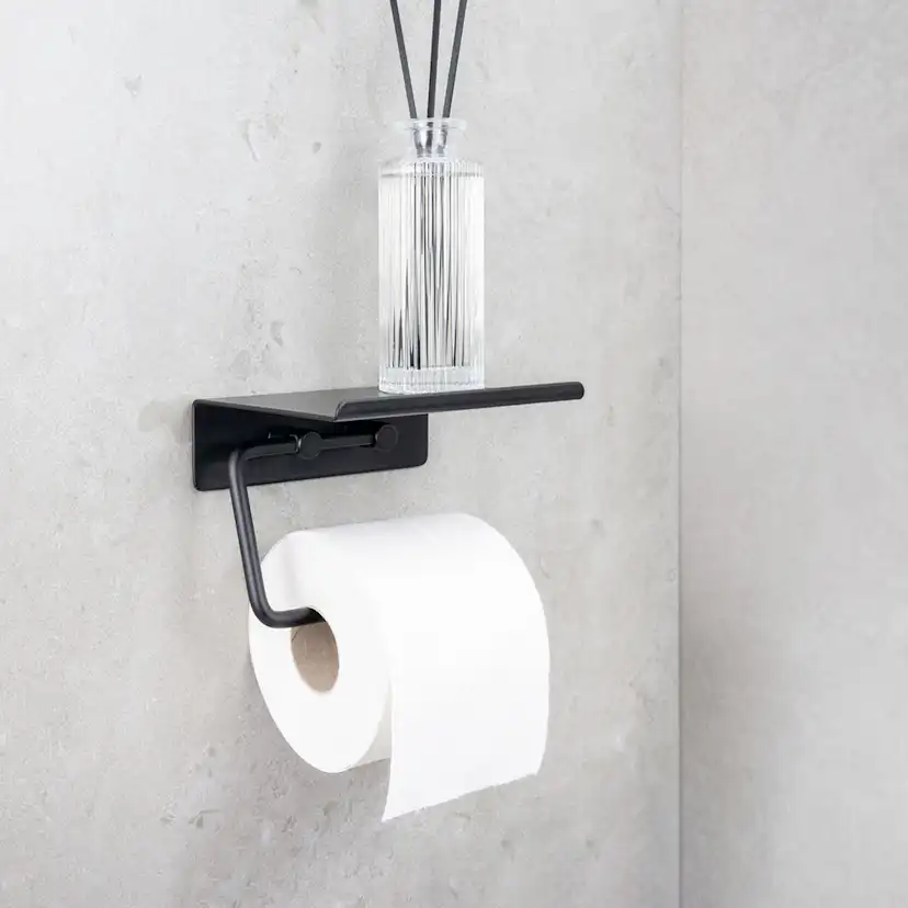 Toalettpappershållare Beslag Design Base med Hylla Självhäftande