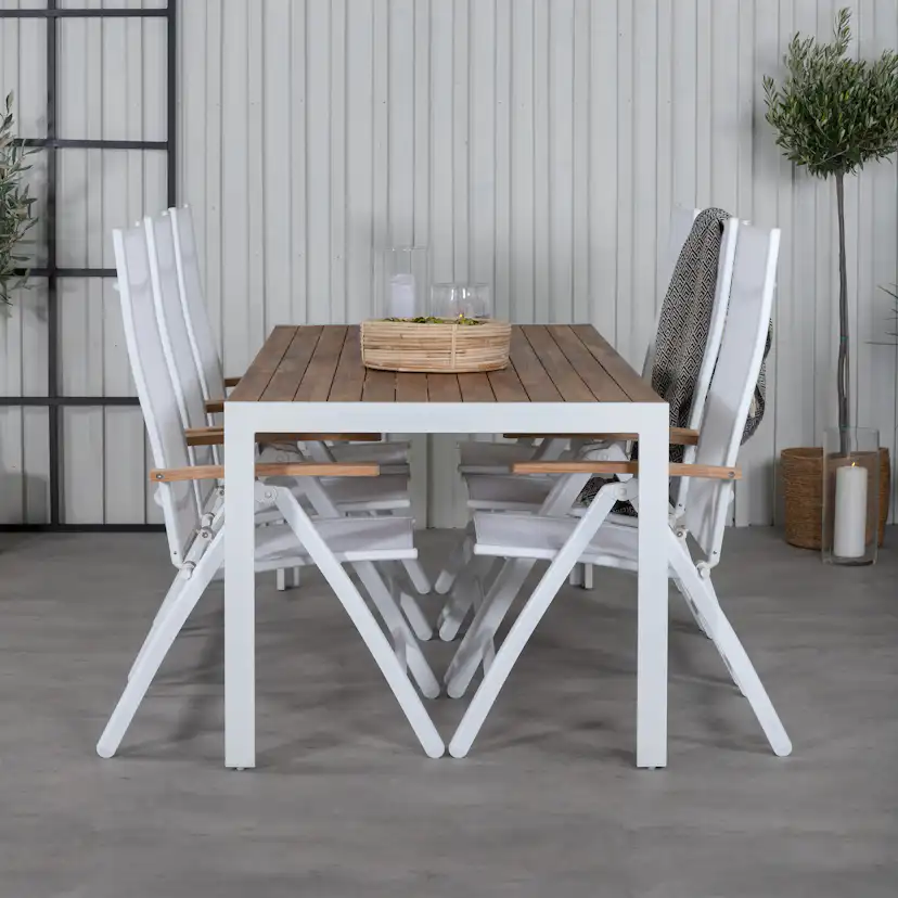 Matgrupp Utomhus Venture Home Berfin med 6 Perla Trädgårdsstolar