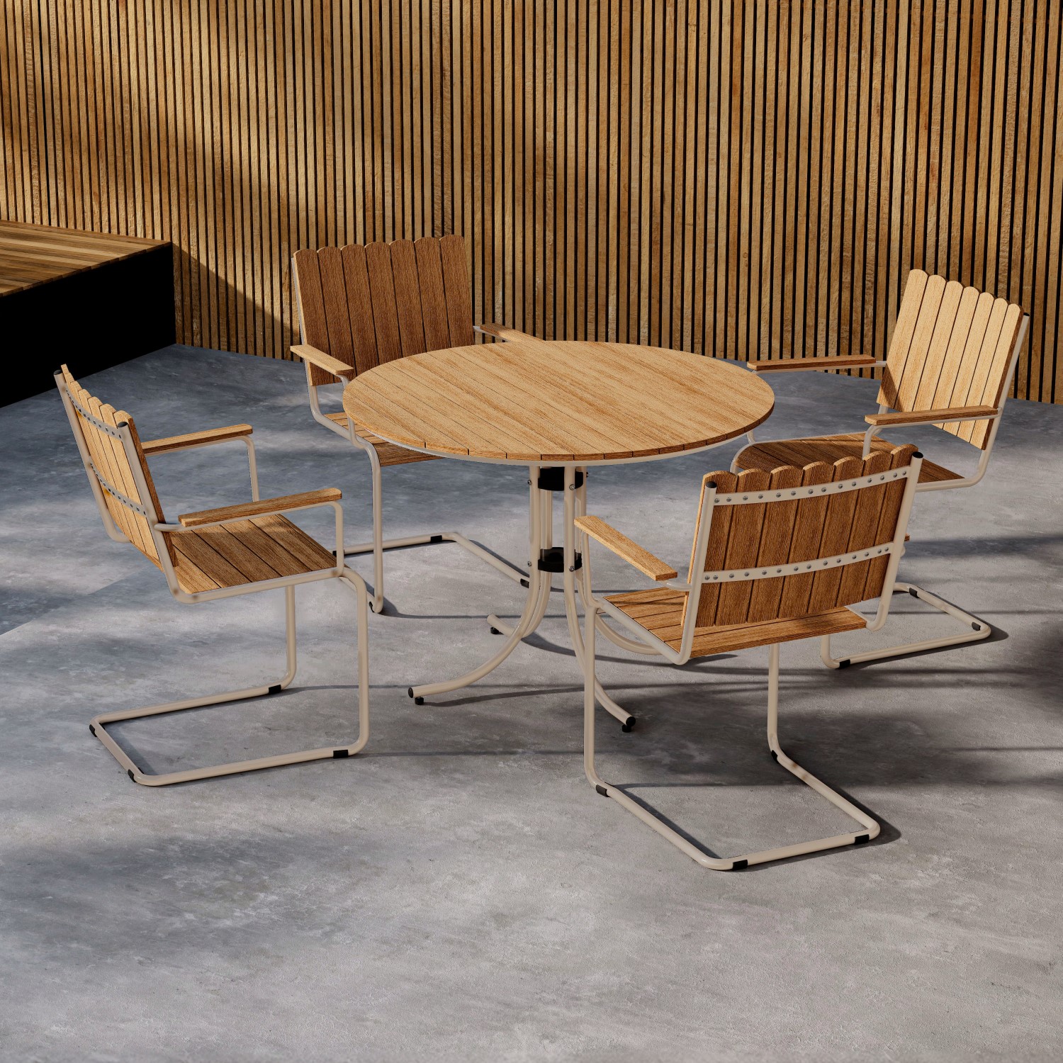 Holmsund Diningset Steel - Black / Nature Natur/Svart