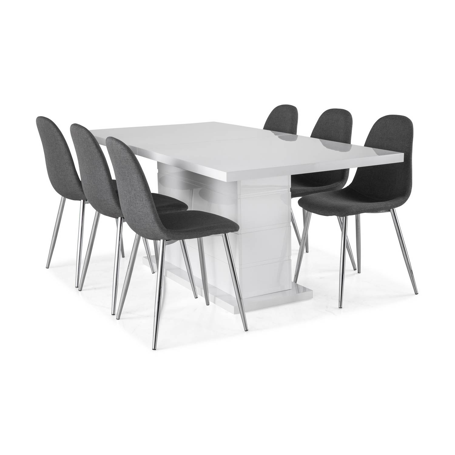 Matgrupp Concept 55 Ratliff Rektangulärt Matbord 180-220 cm Förlängningsbart med 6 Nibe Matstol