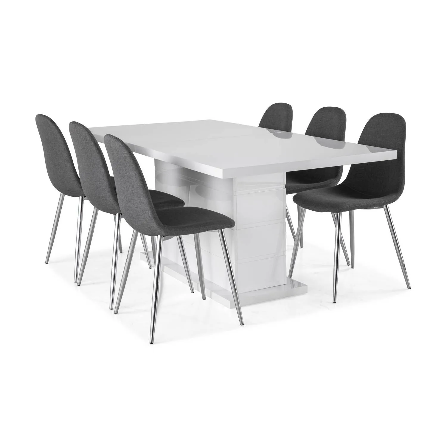 Matgrupp Concept 55 Ratliff Rektangulärt Matbord 180-220 cm Förlängningsbart med 6 Nibe Matstol
