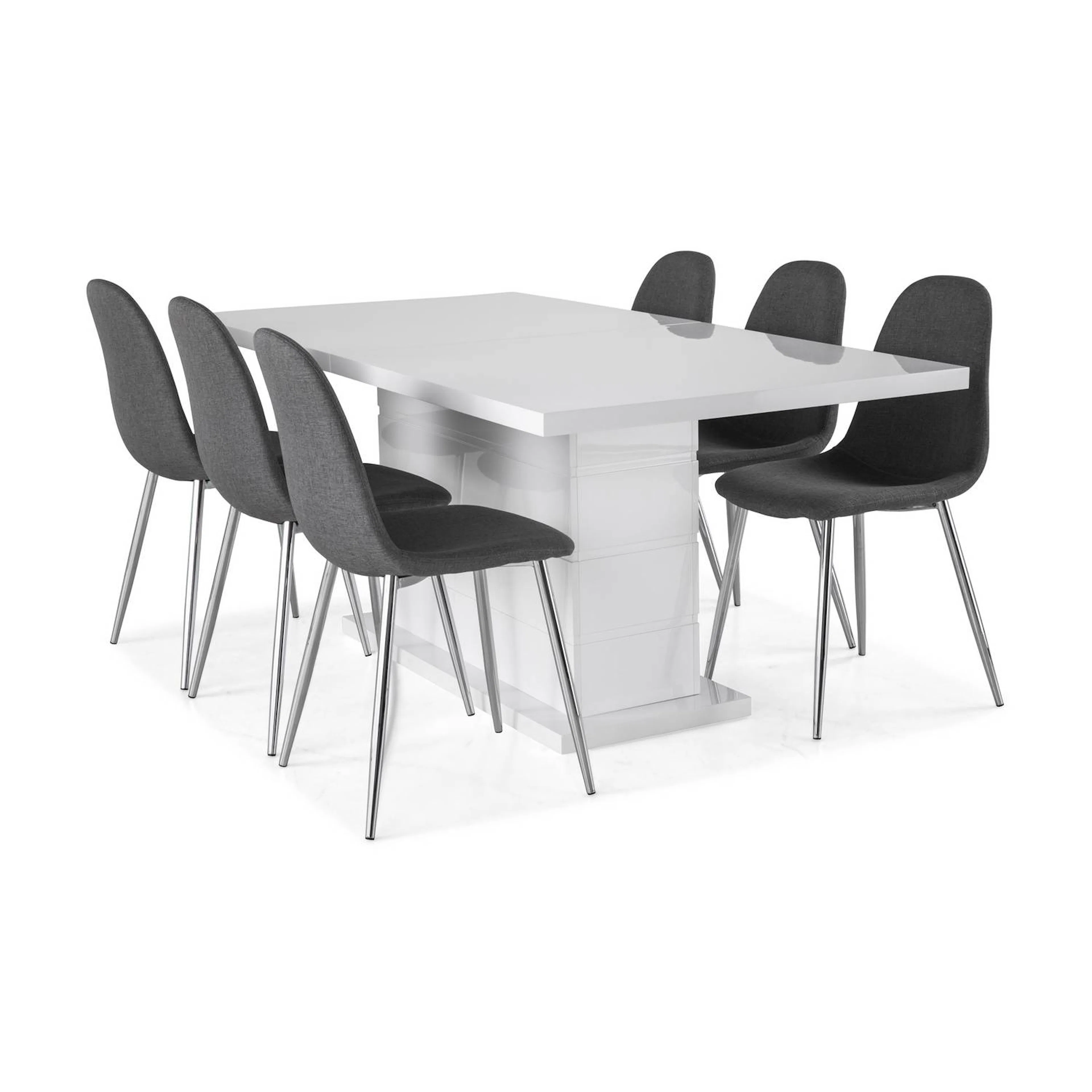 Matgrupp Concept 55 Ratliff Rektangulärt Matbord 180-220 cm Förlängningsbart med 6 Nibe Matstol