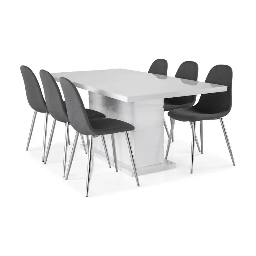 Matgrupp Concept 55 Ratliff Rektangulärt Matbord 180-220 cm Förlängningsbart med 6 Nibe Matstol