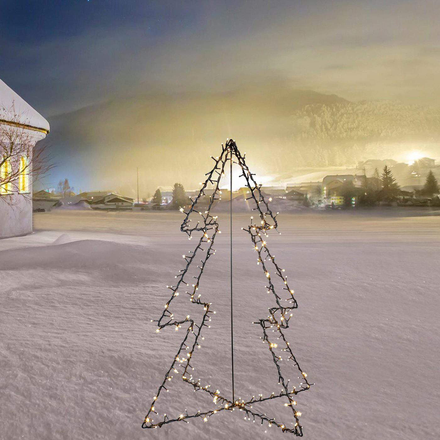 Metaljulgran Nordic Winter 120 cm med 130 st LED-Lampor