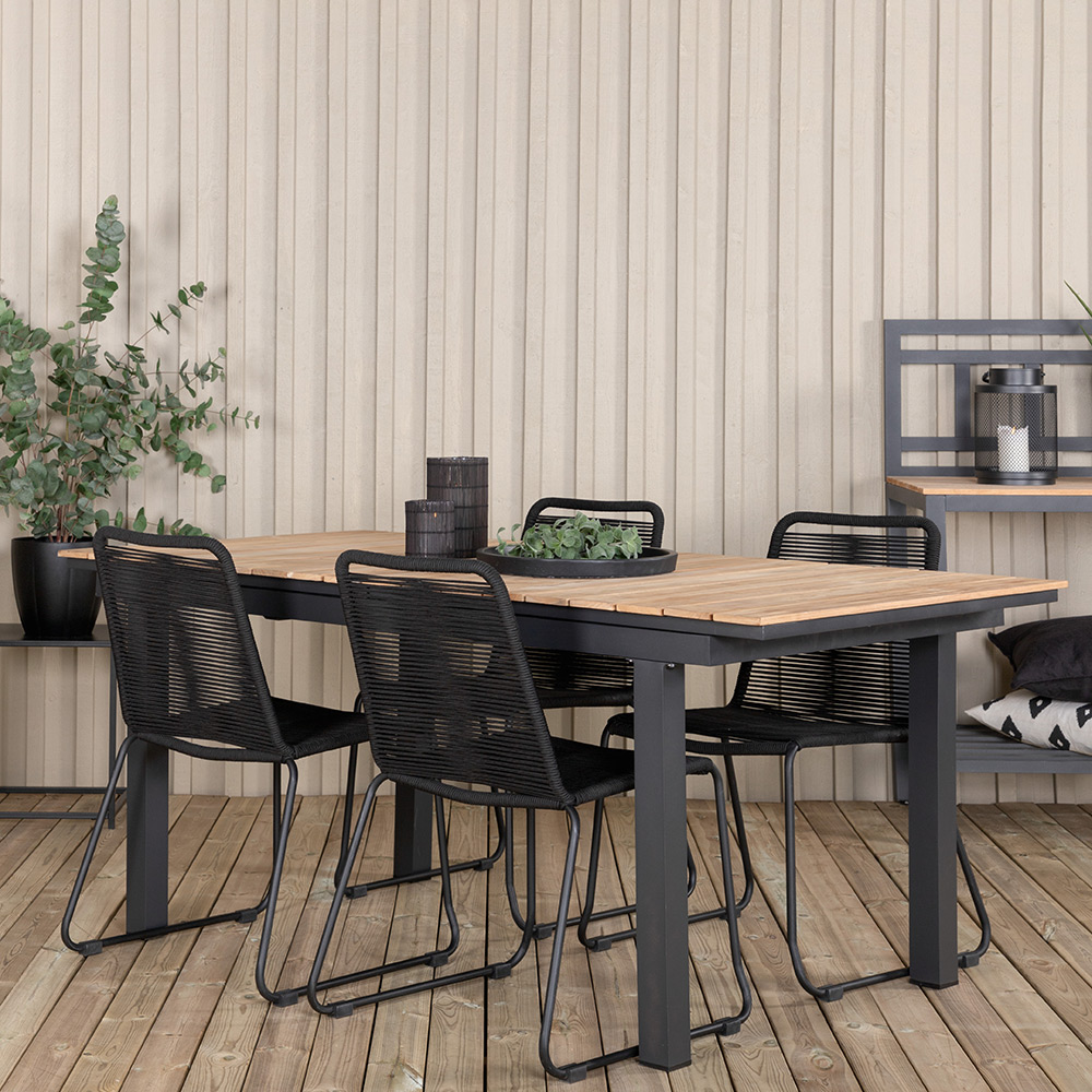 MexicoTable160/240*90-LindosChair-BlackAlu/LatteRope_4 Beige