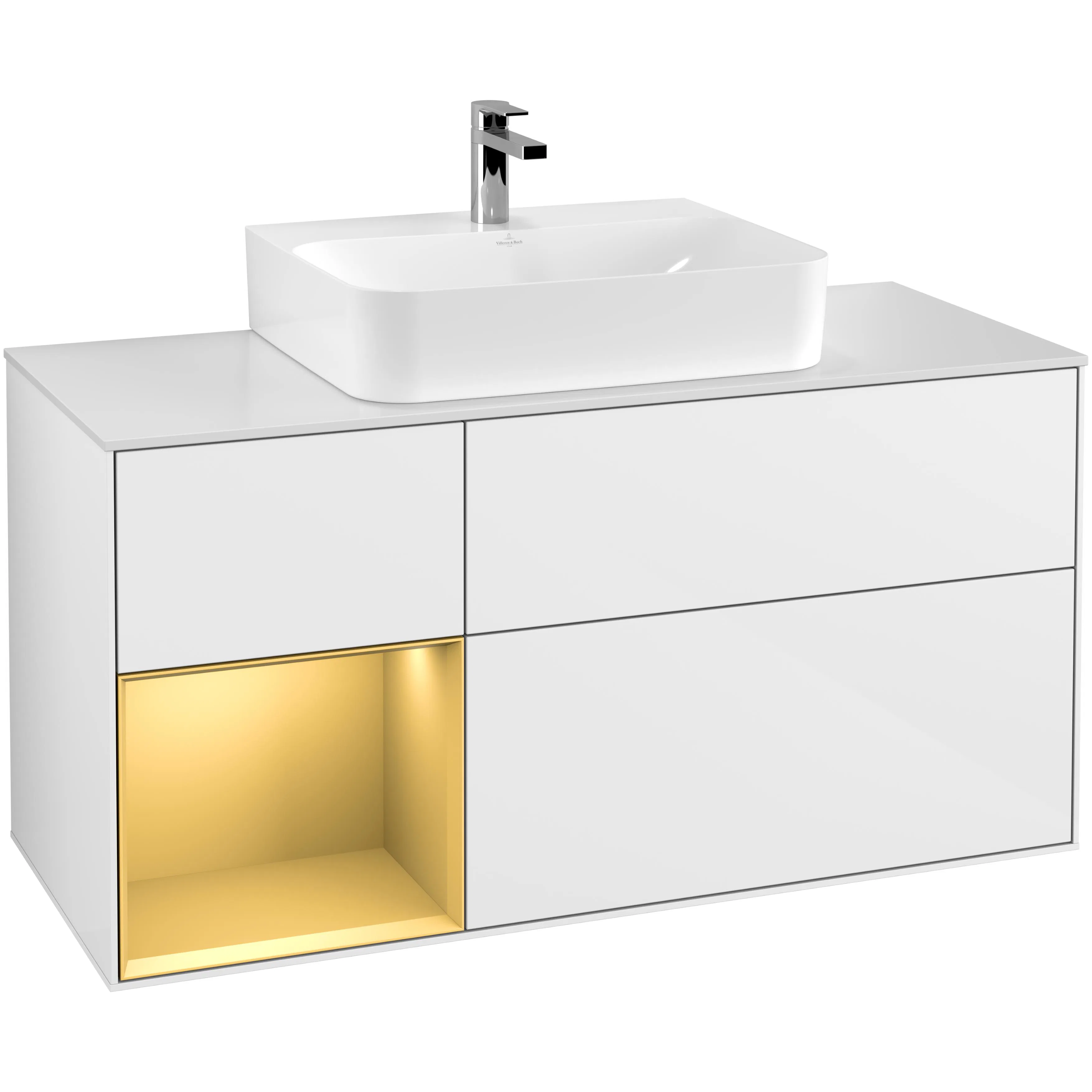 Tvättställsskåp Villeroy & Boch Finion med 3 Lådor Hylla och Bänkskiva för Centrerat Tvättställ