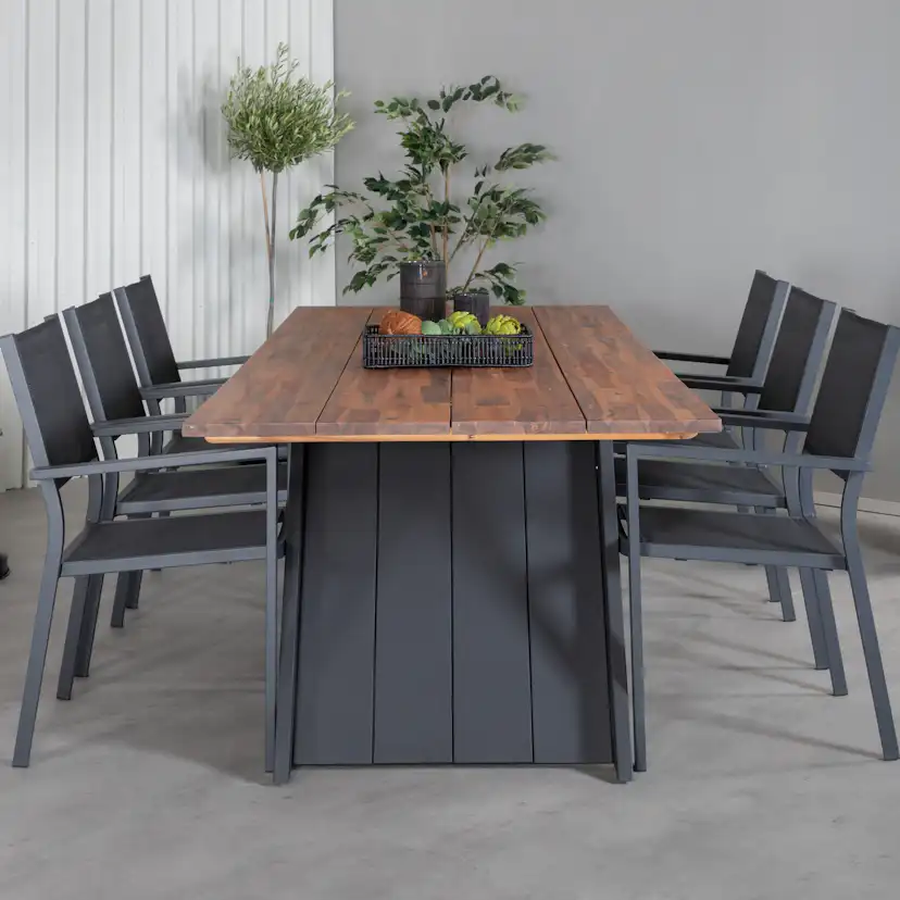 Matgrupp Venture Home Doni med 6 Curz Stapelbara Matstolar