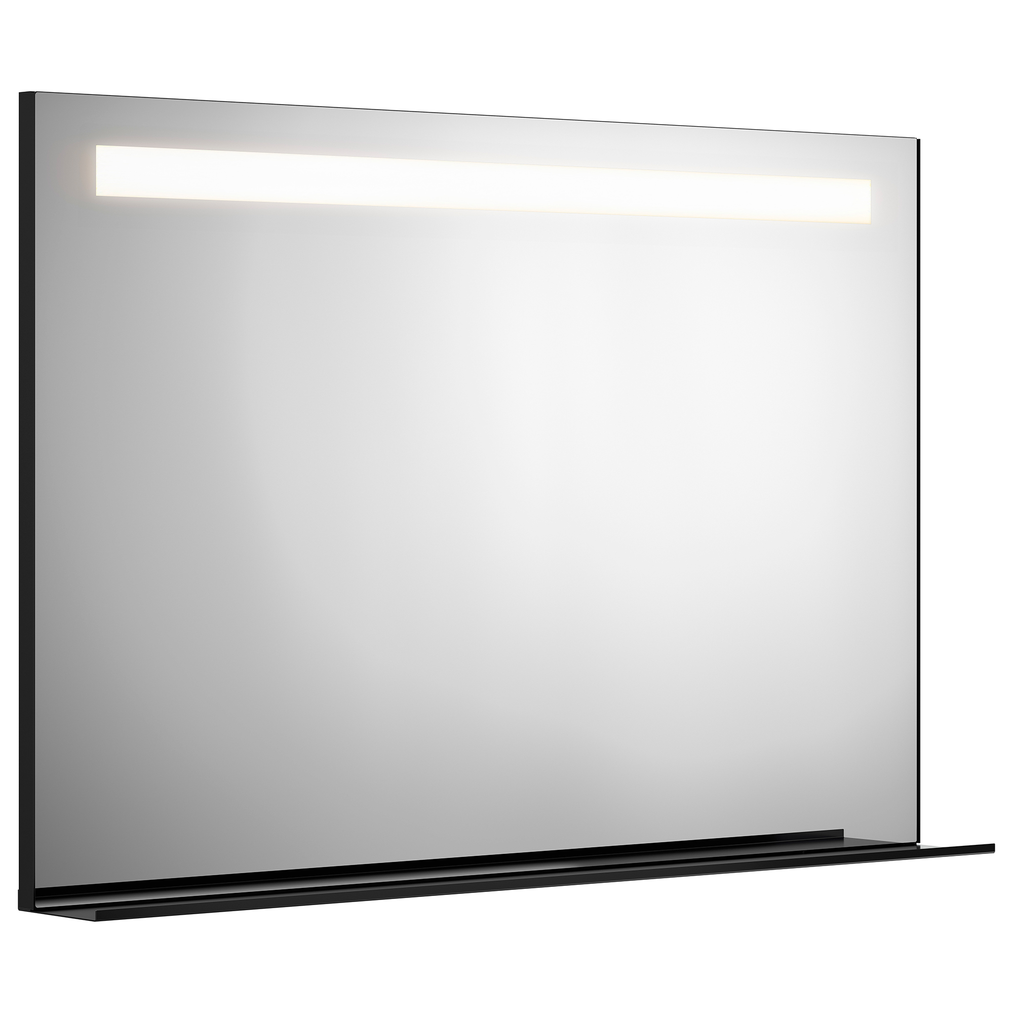 Spegel m Belysn, Hylla 120cm Svart 1200x800 mm