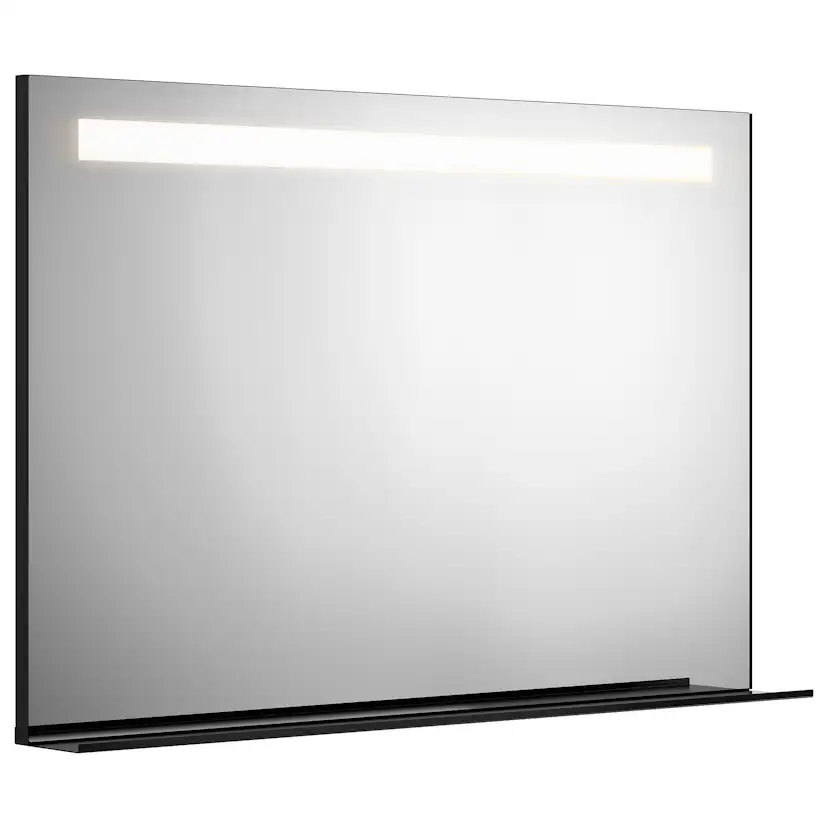 Spegel m Belysn, Hylla 120cm Svart 1200x800 mm