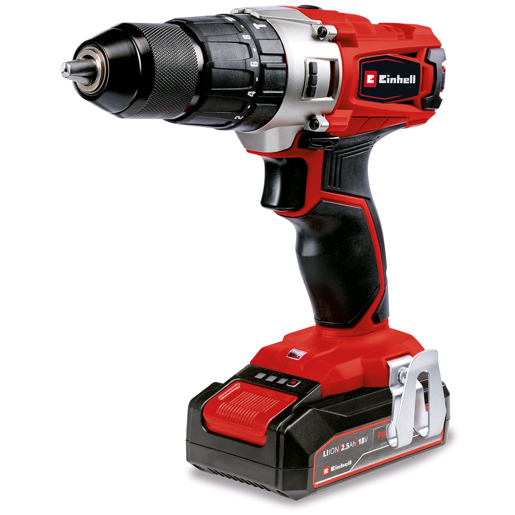 Slagborrmaskinskit Einhell TE-CD 18/2 Li-i med 1x2,5 Ah Batteri och 22 delars  Bit- och Borrset