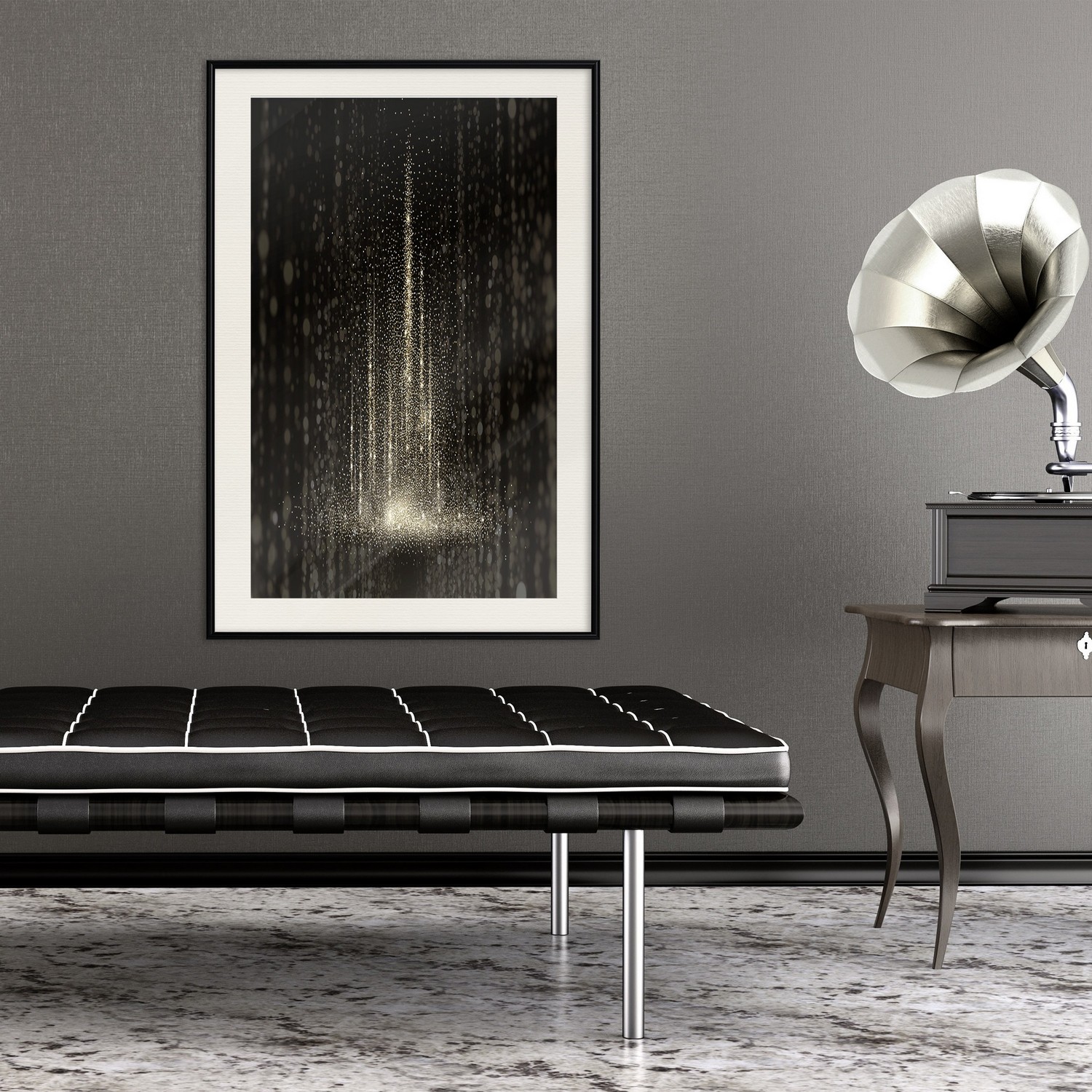 Affisch - Snowstorm [Poster] 40x60 Svart ram med passepartout, 40x60 cm