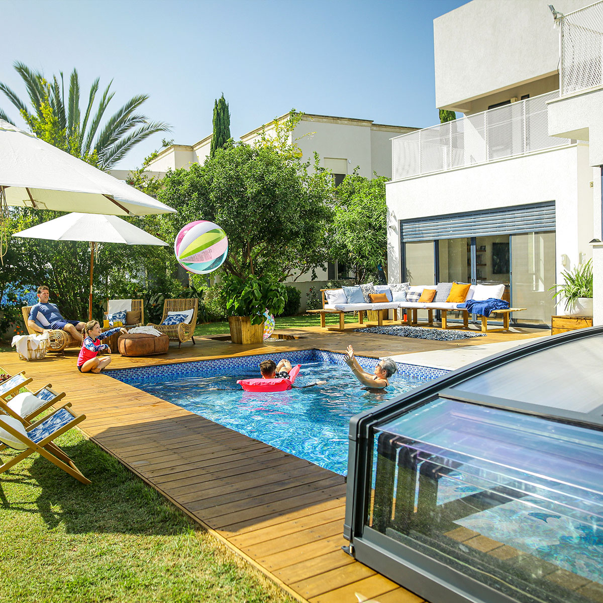 MAJORCA POOL ENCLOSURE FOR 4X6 POOL-GREY 4x6 m