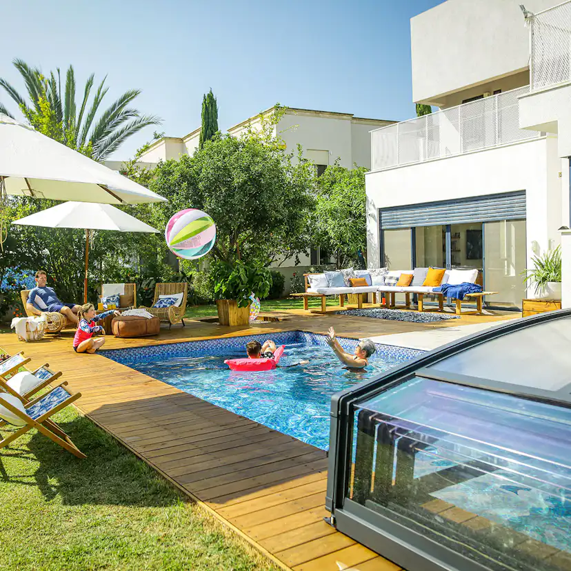 MAJORCA POOL ENCLOSURE FOR 4X6 POOL-GREY 4x6 m