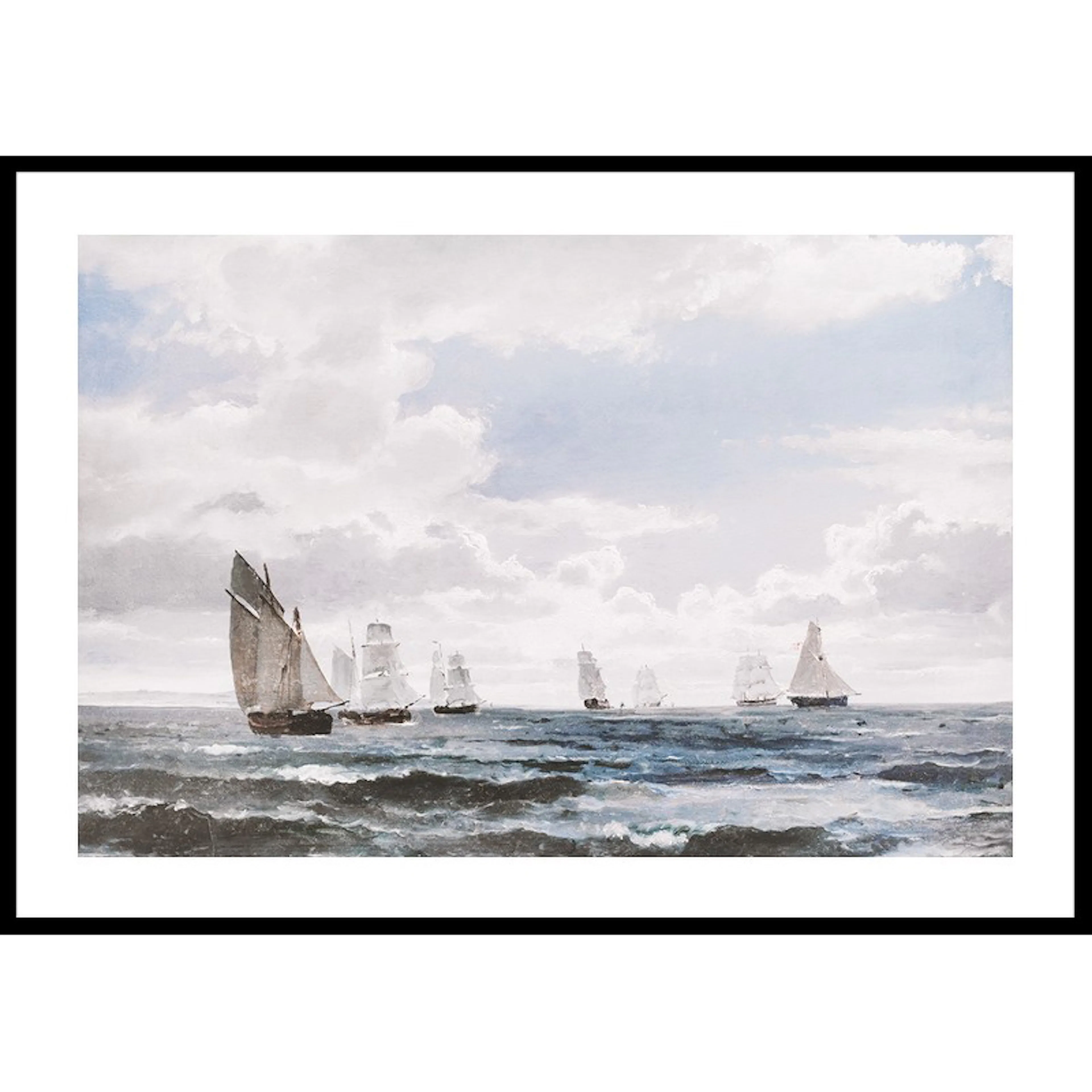 Sejlskibe I Sundet Syd For Kronborg By Carl Frederik Sørense 30x40 cm