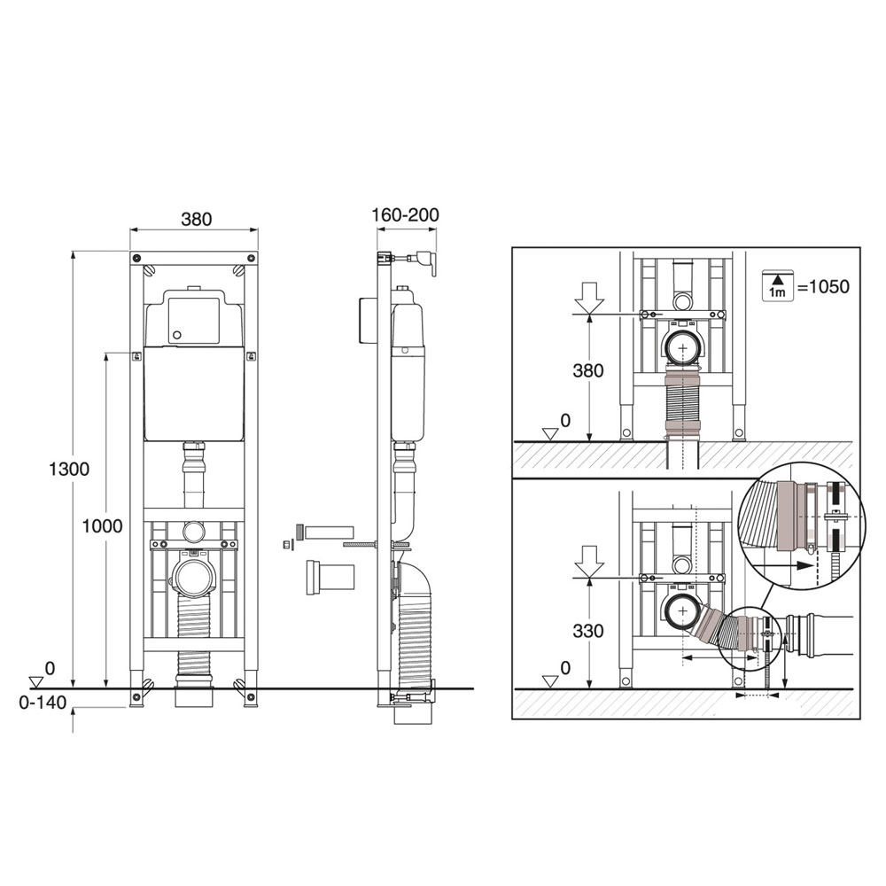WC-fixtur Gustavsberg Triomont XS Vario Mekanisk