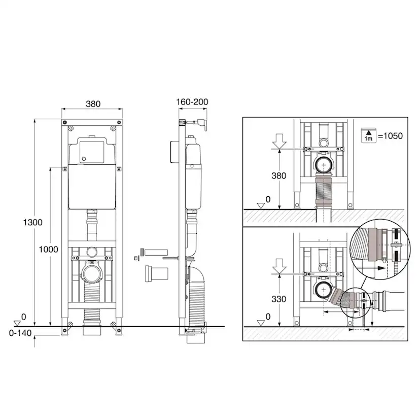 WC-fixtur Gustavsberg Triomont XS Vario Mekanisk