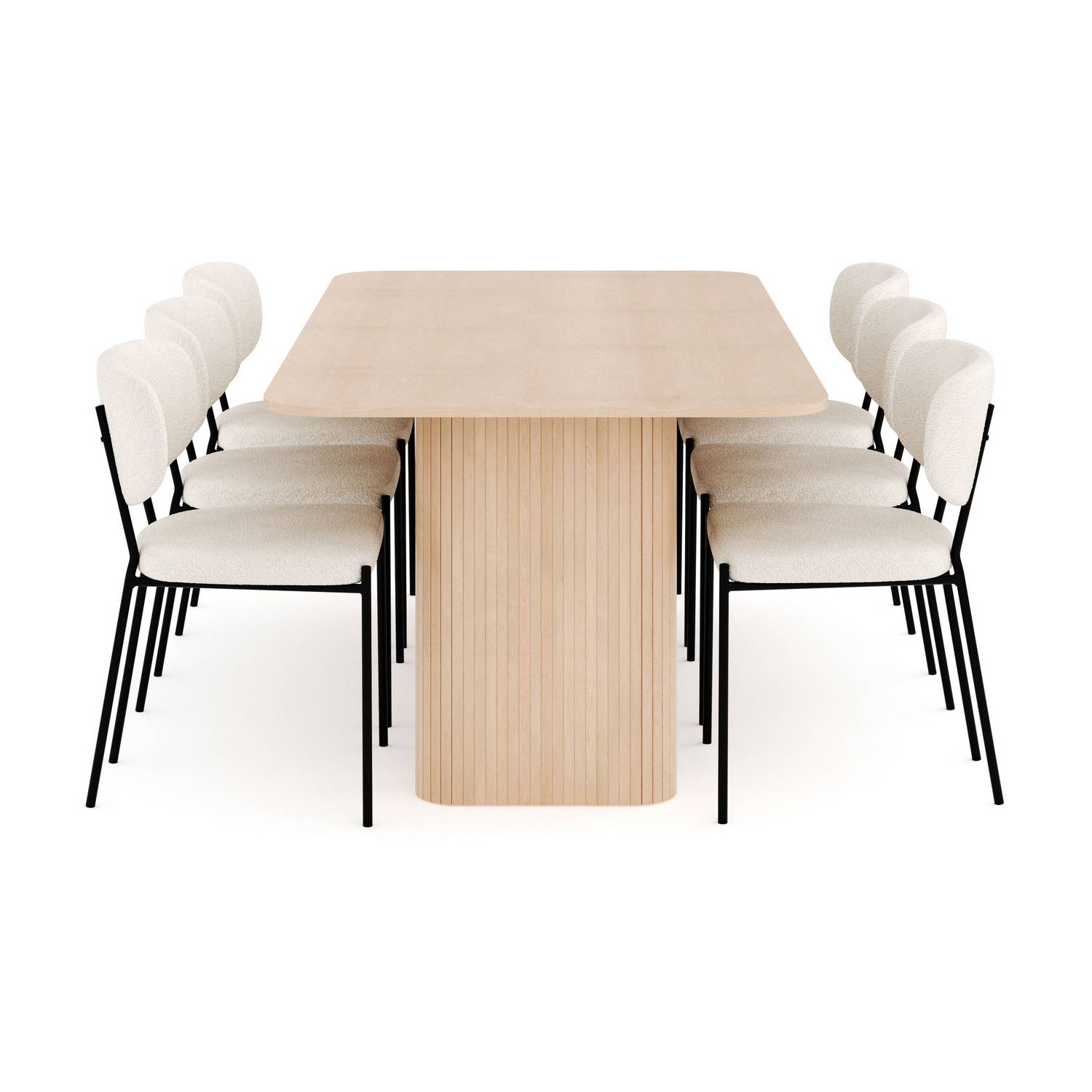 Matgrupp Bark Kopparbo Rektangulärt Matbord 200-260 cm Förlängningsbartt med 6 Gemmiano Matstol