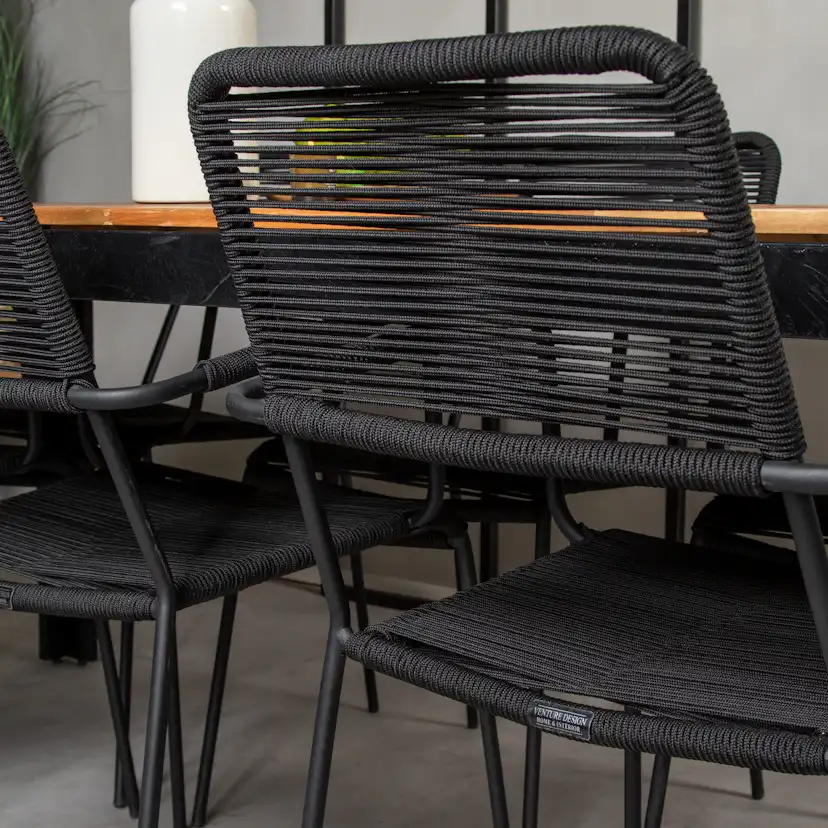 Bois Dining table 200*100cm - Black Legs / Acacia +Lindos A Trä/Svart