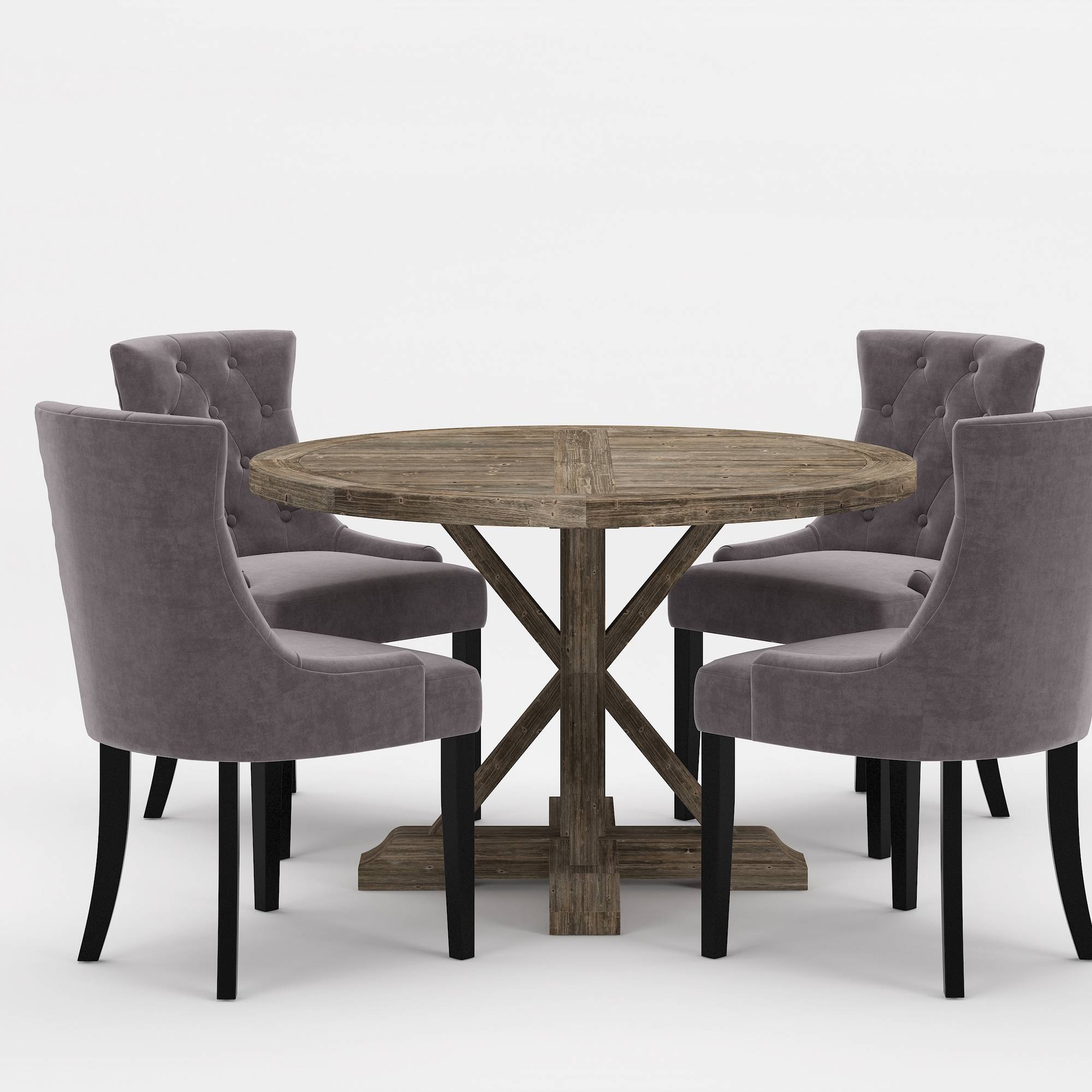 Matgrupp Bloomington Lyon Runt Matbord 120 cm med 4 Viktoria Matstol Sammet