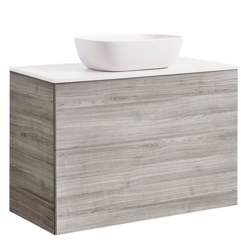 Isel 90Sand Bs Vit+Ts Rektvit Färg Tvättställsskåpet: Sand, Färg Bänkskiva: Vit, Färg Tvättställ: Vit - B: 908 mm, H: 737 mm, D: 470 mm