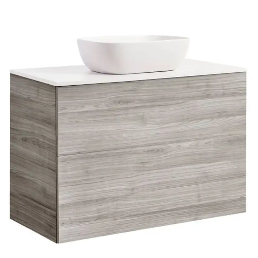 Isel 90Sand Bs Vit+Ts Rektvit Färg Tvättställsskåpet: Sand, Färg Bänkskiva: Vit, Färg Tvättställ: Vit - B: 908 mm, H: 737 mm, D: 470 mm