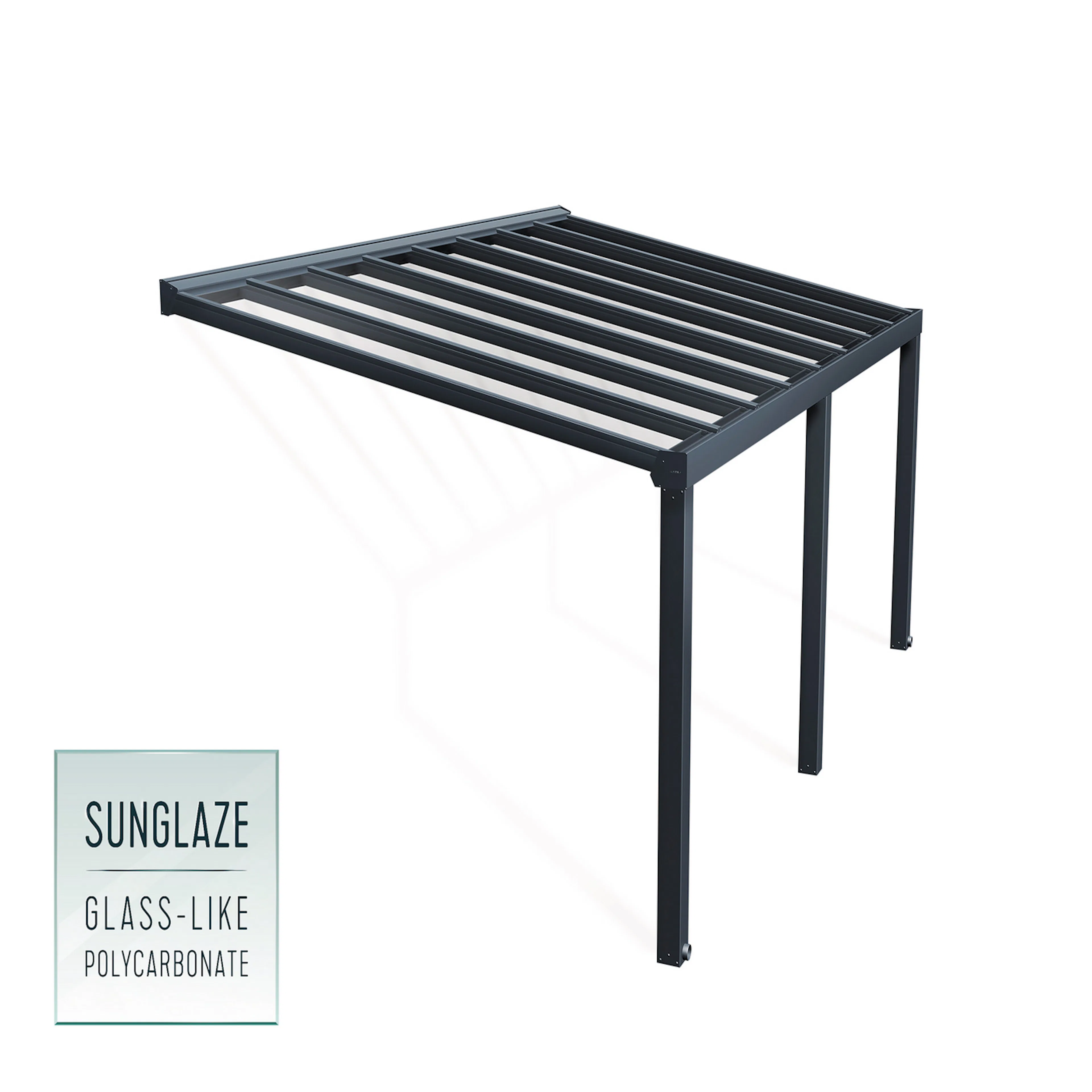 Terrasstak Canopia by Palram Stockholm Antracitgrå med Takpersienner