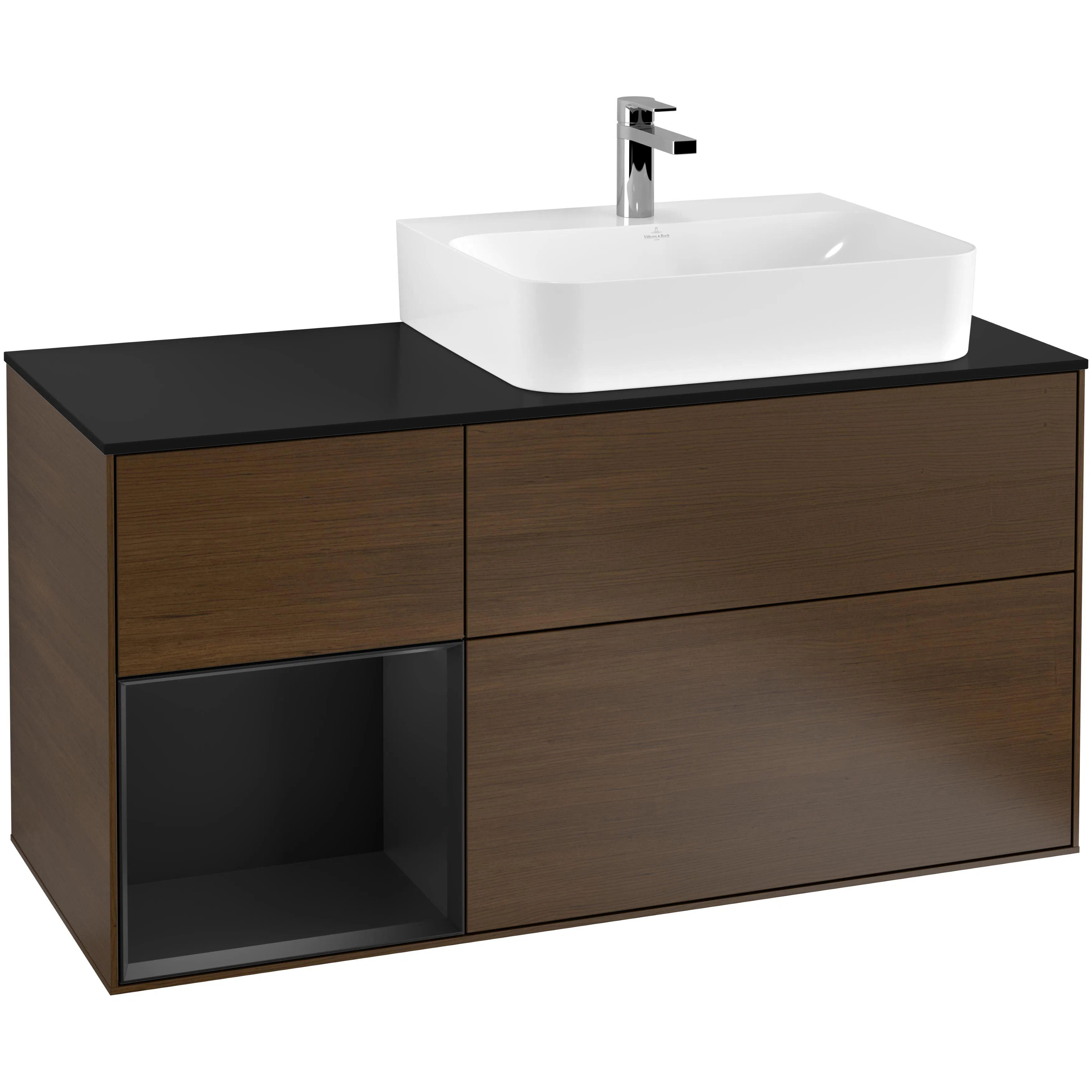 Tvättställsskåp Villeroy & Boch Finion med 3 Lådor Hylla och Bänkskiva för Ocentrerat Tvättställ